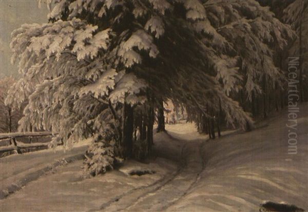 Winter Forest Oil Painting by Konstantin Yakovlevich Kryzhitsky