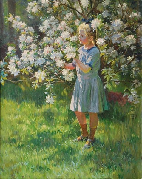 Apple Blossoms Oil Painting by Otto Kubel