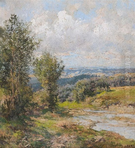 On A Hill Oil Painting by Erich Kubierschky