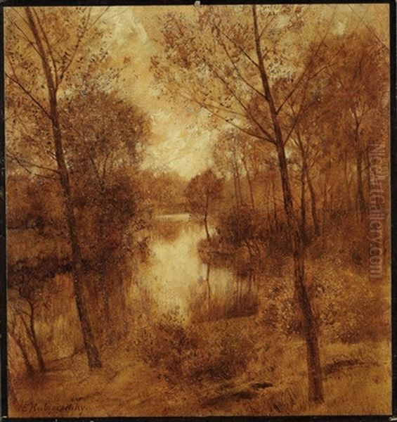 Herbstlandschaft Oil Painting by Erich Kubierschky