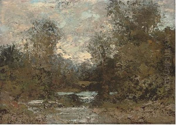 A Tranquil Wooded Landscape Oil Painting by Erich Kubierschky