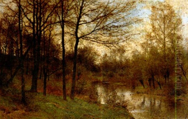 Waldteich An Einem Dungstigen Fruhlingsmorgen Oil Painting by Erich Kubierschky