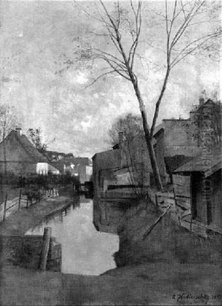 Dorf Am Kanal Oil Painting by Erich Kubierschky