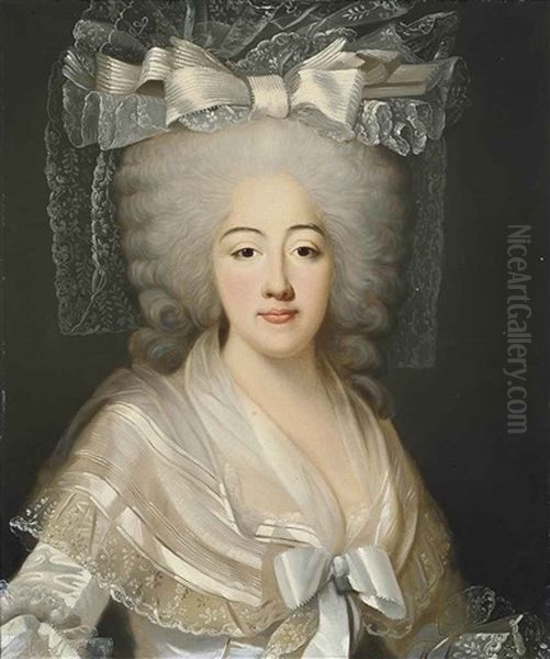 Portrait Of Marie Josephine Of Savoy (1753-1810) In A White Dress Oil Painting by Alexander Kucharski