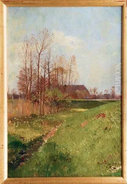 Farmhouse Oil Painting by Max Kuchel