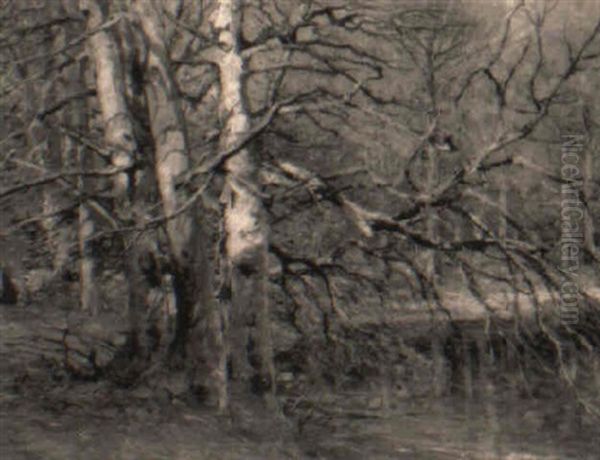 Waldlandschaft Mit Weiher Oil Painting by Max Kuchel