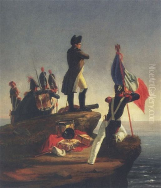 Napoleon Og Hans Soldater Som Fra Elba Kigger Ud Over Havet Oil Painting by Albert Kuchler