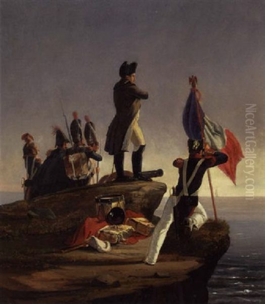 Napoleon, Der Fra Elba Kikker Ud Over Havet Oil Painting by Albert Kuchler