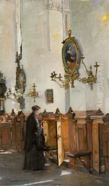 In Der Katharinenkirche In Hamburg Oil Painting by Gotthardt Johann Kuehl