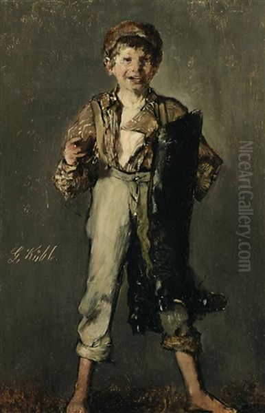 Lachender Schusterjunge Mit Zigarre Oil Painting by Gotthardt Johann Kuehl