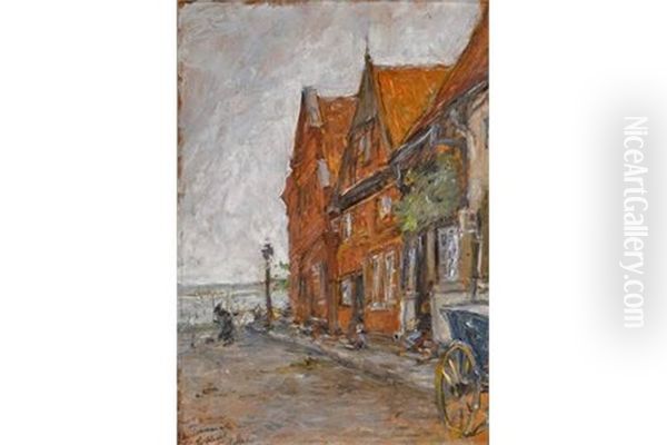 Marktstrase In Travemunde Oil Painting by Gotthardt Johann Kuehl