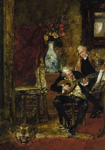 Hausmusik Oil Painting by Gotthardt Johann Kuehl