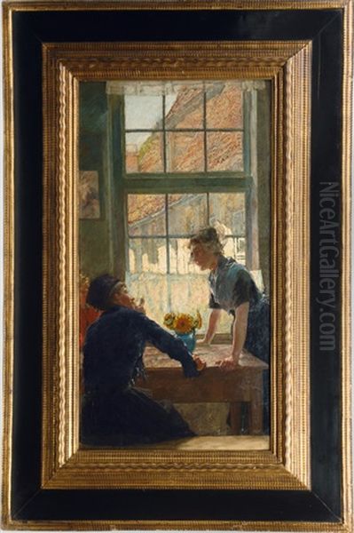 Conversation At The Window Oil Painting by Gotthardt Johann Kuehl