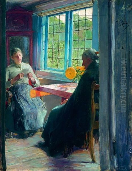 Interieur Mit Zwei Frauen Oil Painting by Gotthardt Johann Kuehl