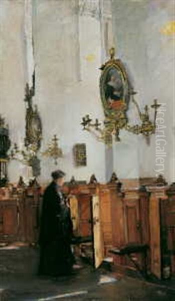 In Der St. Katharinenkirche In Hamburg Oil Painting by Gotthardt Johann Kuehl