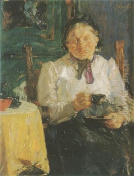 Beim Kaffee Oil Painting by Gotthardt Johann Kuehl