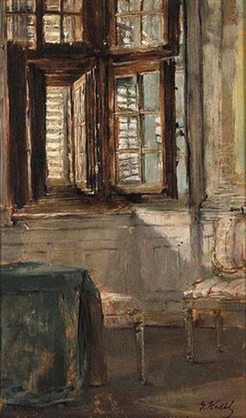 Interieur Oil Painting by Gotthardt Johann Kuehl