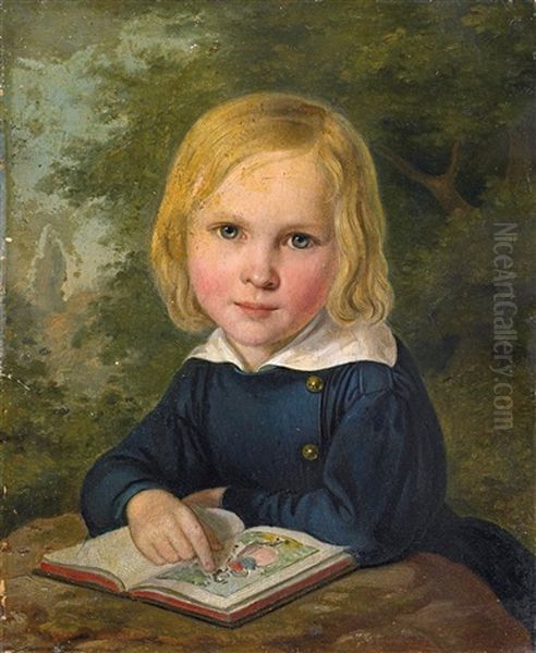 Portrat Eines Knaben Mit Seinem Bilderbuch Oil Painting by Franz Gerhard von Kuegelgen