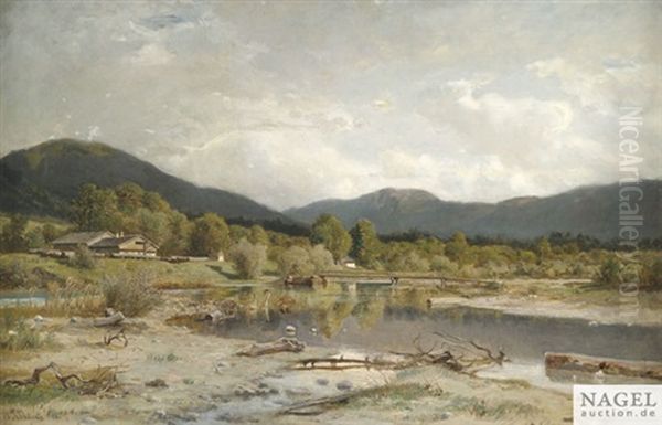 Flusslandschaft Im Bayerischen Voralpenland Oil Painting by Wilhelm Kuehling