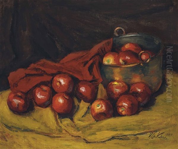 Red Apples And Copper Kettle Oil Painting by Walt Kuhn