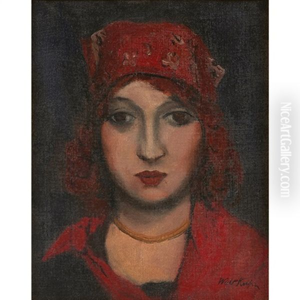 Woman In Red Cap Oil Painting by Walt Kuhn