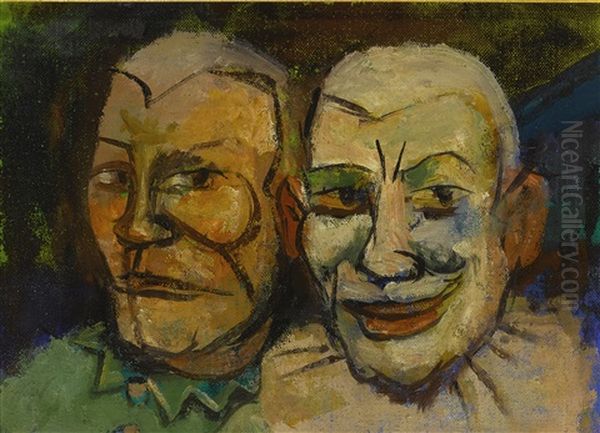 Two Clowns Oil Painting by Walt Kuhn