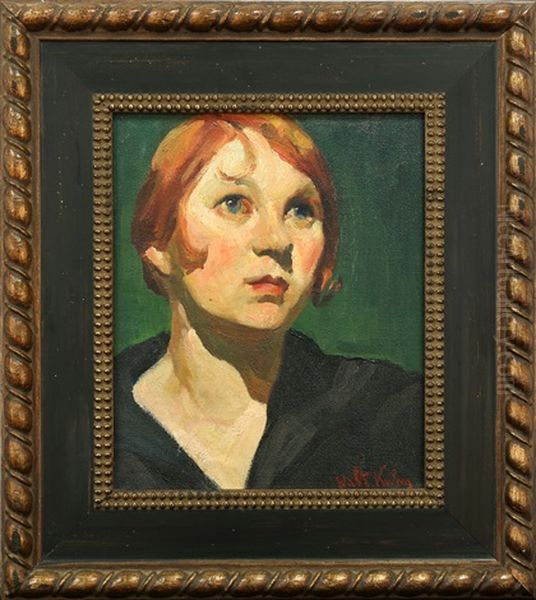 Portrait Of A Woman With Red Hair Oil Painting by Walt Kuhn