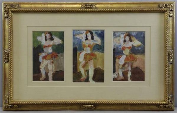 Three Studies Of Dancers (triptych) Oil Painting by Walt Kuhn