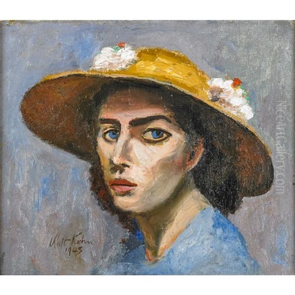 Hedda In Hat Oil Painting by Walt Kuhn