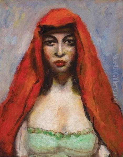 Woman In Red Shawl Oil Painting by Walt Kuhn