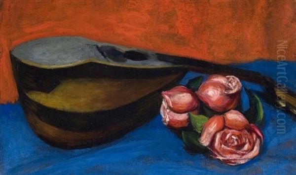 Mandolin And Roses Oil Painting by Walt Kuhn