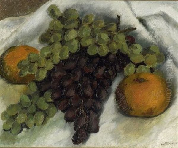 Still Life With Grapes And Oranges Oil Painting by Walt Kuhn