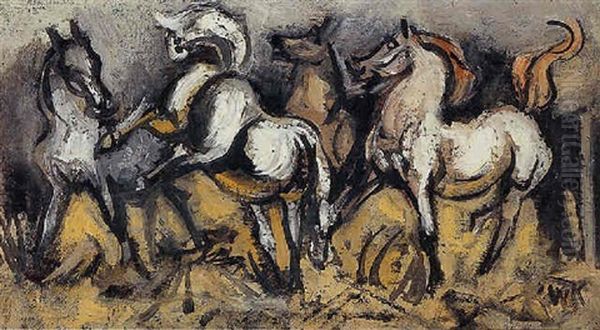 Frightened Horses Oil Painting by Walt Kuhn