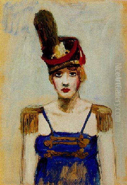 Drum Majorette Oil Painting by Walt Kuhn