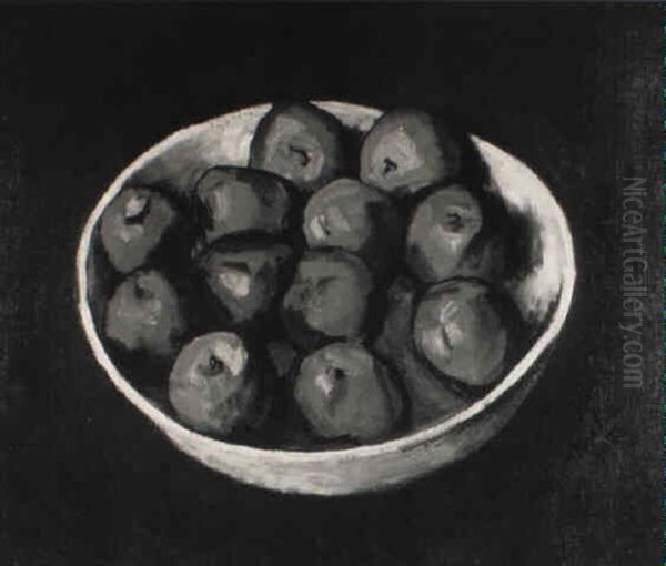 Red Apples In Wood Bowl Oil Painting by Walt Kuhn