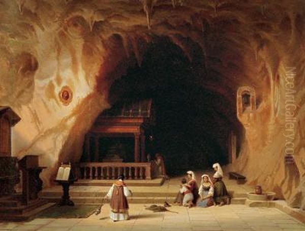 Grotte Der Hl. Rosalie Auf Dem Monte Pellegrino Bei Palermo Oil Painting by Johannes, Hans Beckmann