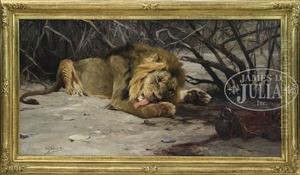 Der Menschen Frosser (the Man Eater) Oil Painting by Wilhelm Friedrich Kuhnert