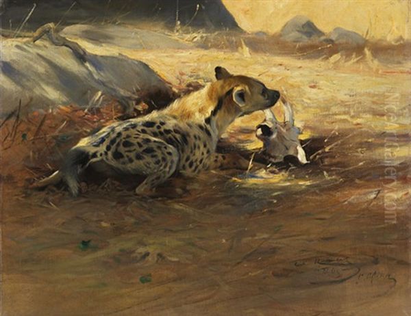 Hyane Oil Painting by Wilhelm Friedrich Kuhnert