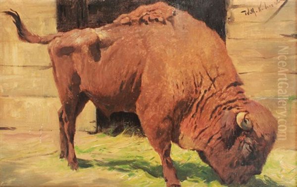 Buffalo Oil Painting by Wilhelm Friedrich Kuhnert