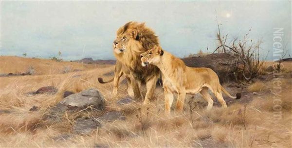 On The Warpath Oil Painting by Wilhelm Friedrich Kuhnert