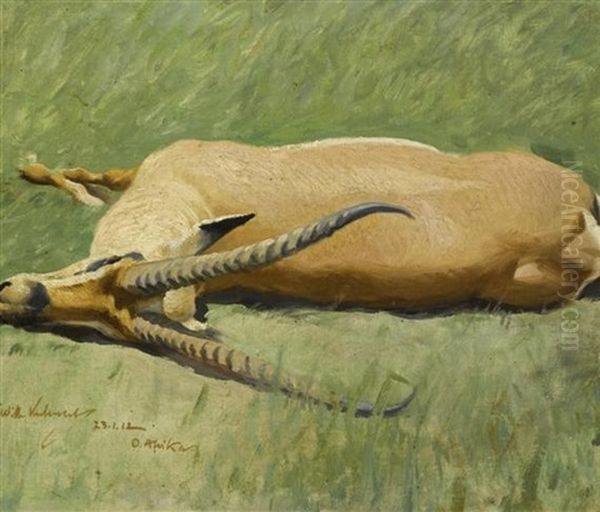 Gestreckter Grantgazellenbock Oil Painting by Wilhelm Friedrich Kuhnert