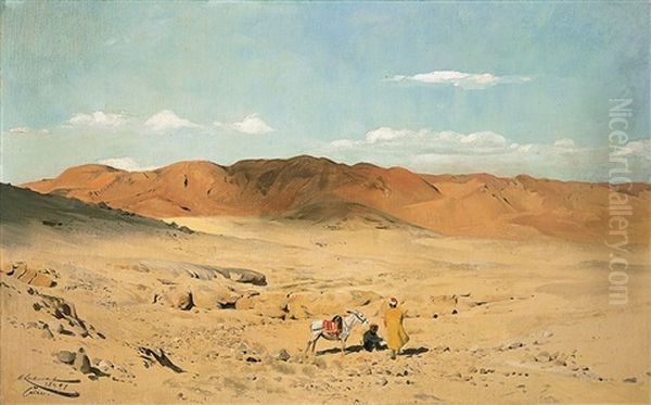 Wustenlandschaft Mit Beduinen (kairo) Oil Painting by Wilhelm Friedrich Kuhnert