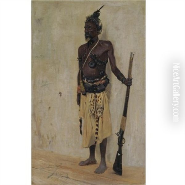 The Elephant Hunter (nenge) Oil Painting by Wilhelm Friedrich Kuhnert