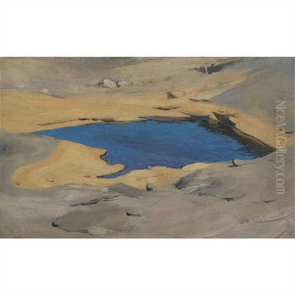 Wasserloch Im Sudan (a Watering Hole, Sudan) Oil Painting by Wilhelm Friedrich Kuhnert