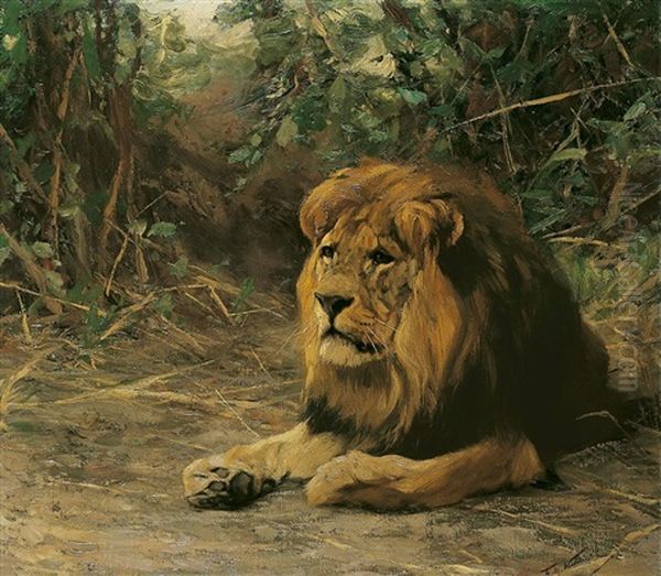 Der Alte Lowe Oil Painting by Wilhelm Friedrich Kuhnert