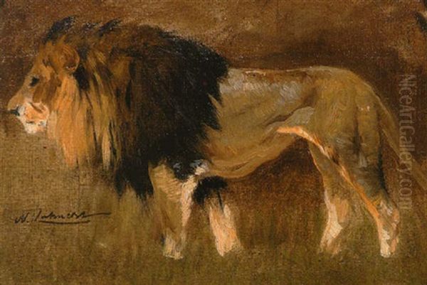 Lowe Oil Painting by Wilhelm Friedrich Kuhnert