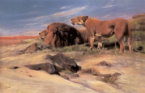 Robbers Of The Desert Oil Painting by Wilhelm Friedrich Kuhnert