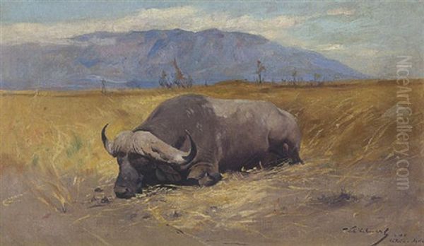 Afrikanischer Buffel Oil Painting by Wilhelm Friedrich Kuhnert