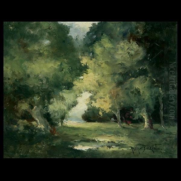 Beckwith.british . Sunny Clearing In The Woods. Oil On Canvas. 11x 14 Inches. Signed Lower Right; Beckwith Oil Painting by Arthur Beckwith