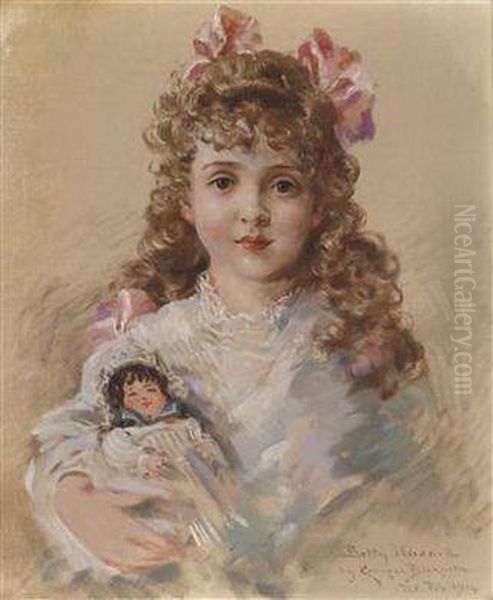 Betty Hazard With Her Favourite Doll Oil Painting by James Carroll Beckwith